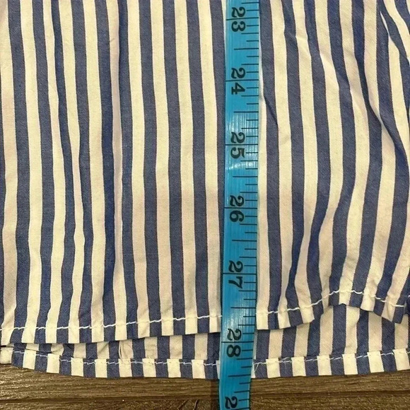 [L]Max Studio 100 Modal White Blue Straps Prints Button  Down Women Shirt - Picture 8 of 11